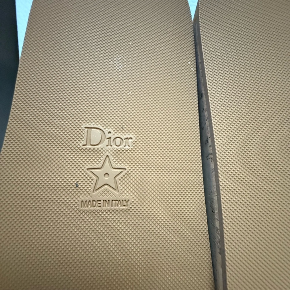 Dior Beige Tan Embroidered Logo Slide Sandals - Picture 4 of 7